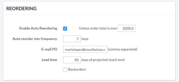 Jazva Inventory Reordering